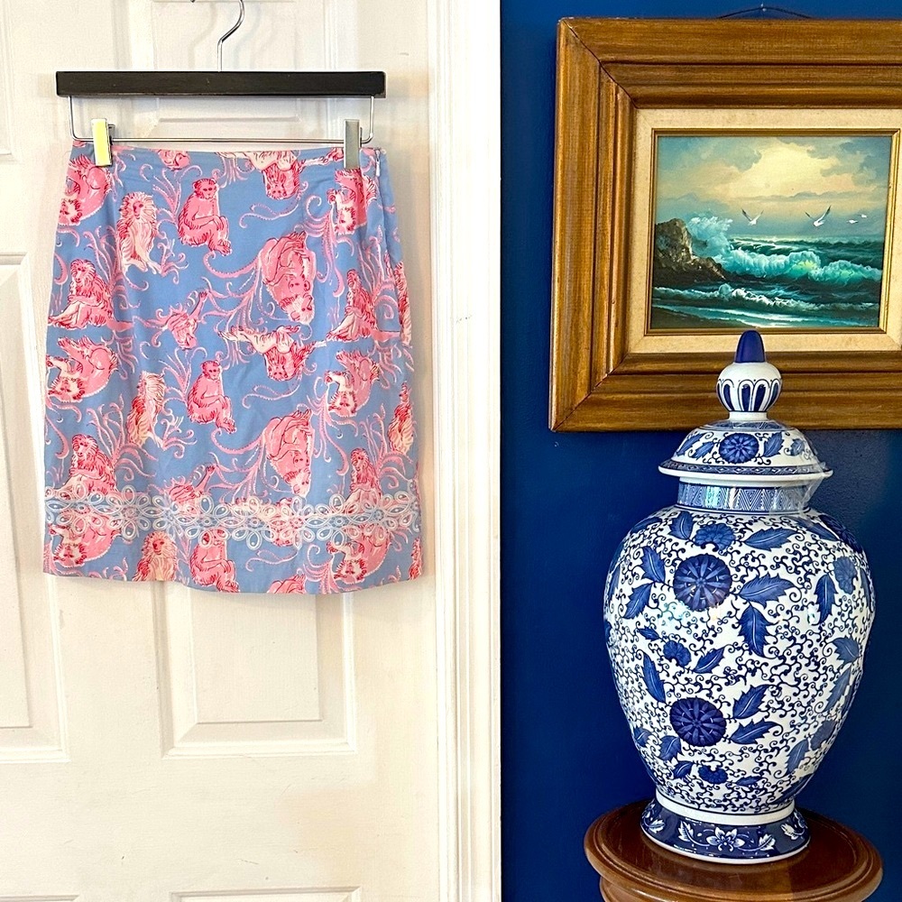 Women’s Vintage Key West Handprints Baboon Zoo Print Skirt Size 4